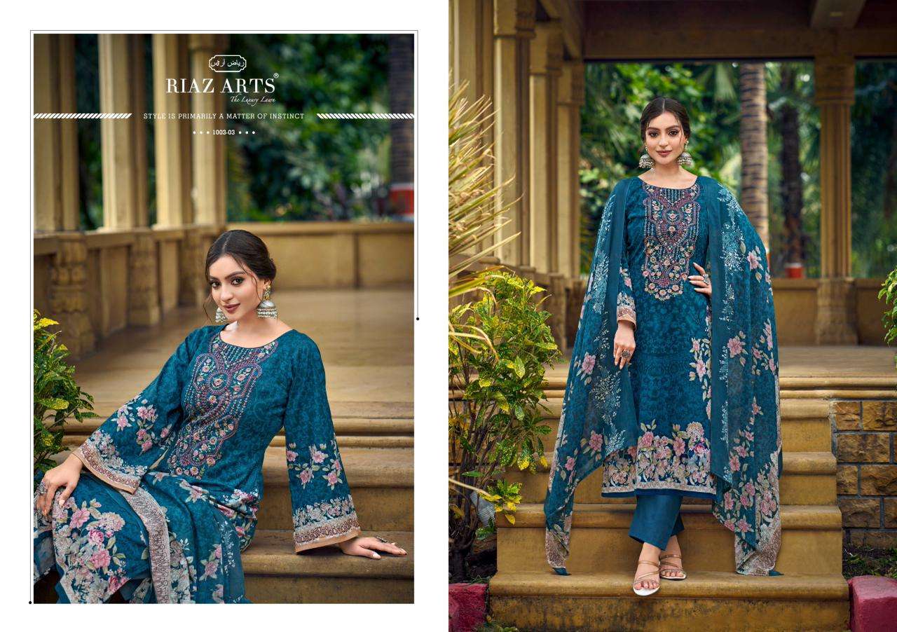 RIAZ ARTS MUSAFIR VOL 35 LAWN COTTON PRINT WITH EMBROIDERIS WORK SUIT