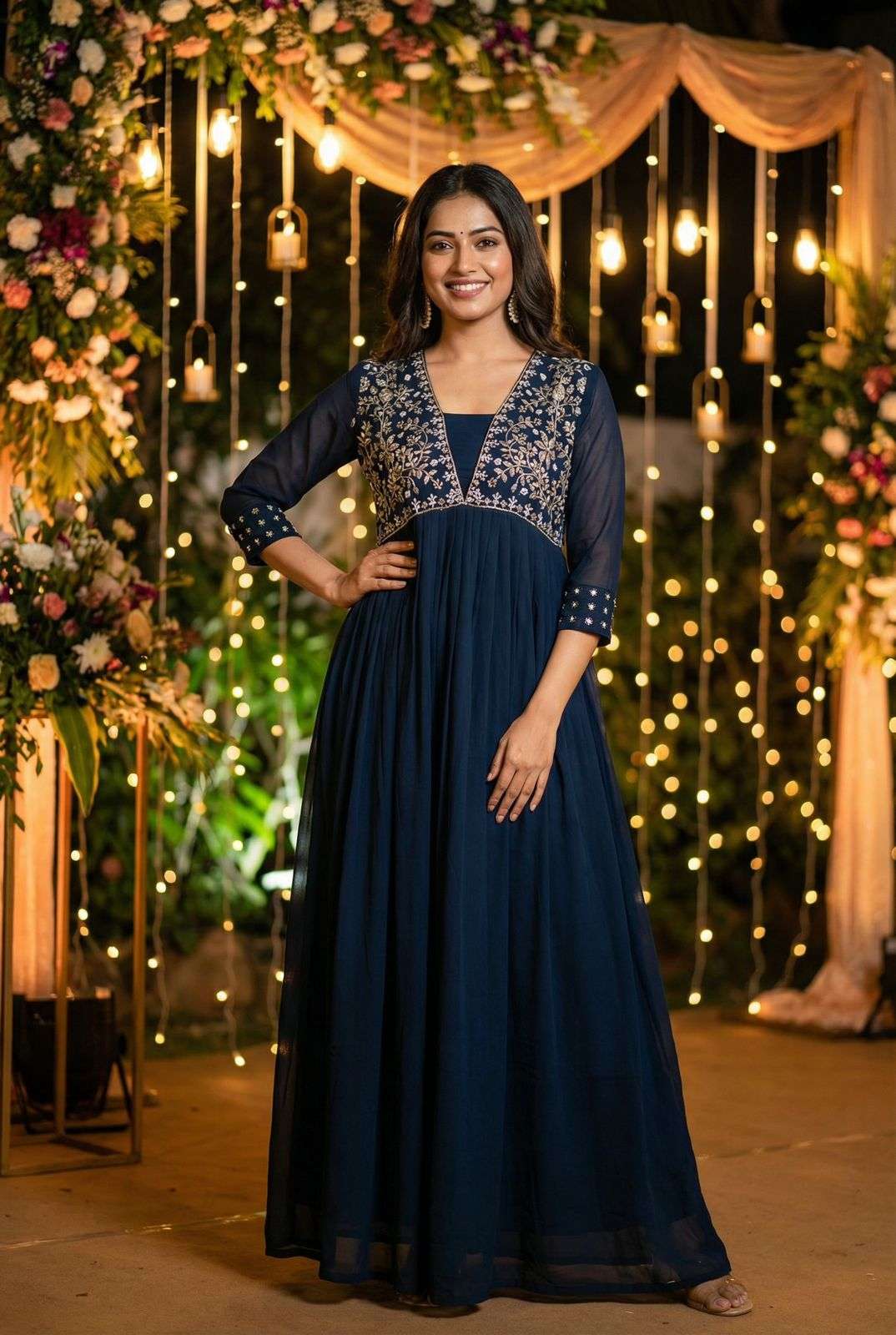 INLI AMAYRA GEORGETTE EMBROIDERY DESIGNER WORK PARTY WEAR GOWN DRESS 