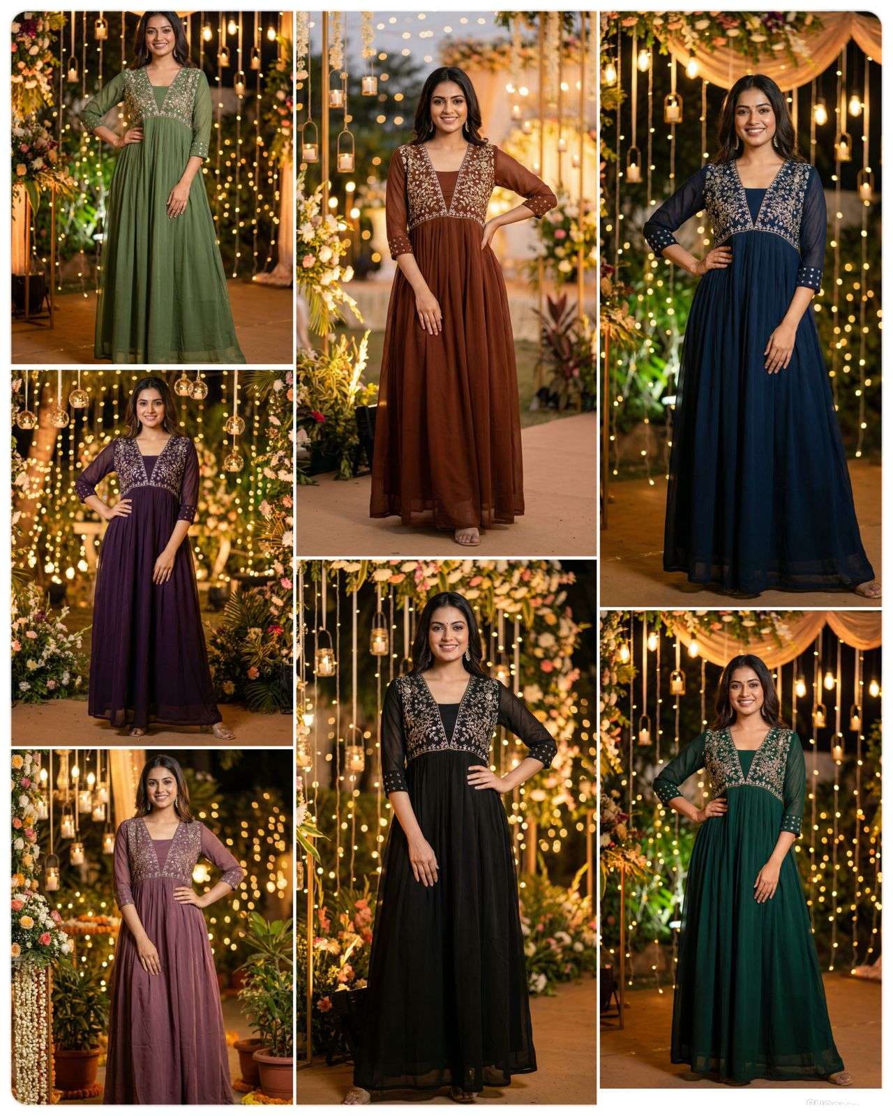 INLI AMAYRA GEORGETTE EMBROIDERY DESIGNER WORK PARTY WEAR GOWN DRESS 
