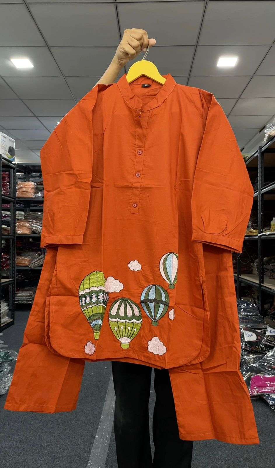 INLI HOT AI BALLOON COTTON FANCY WORKS LADIES CO-ORD SET