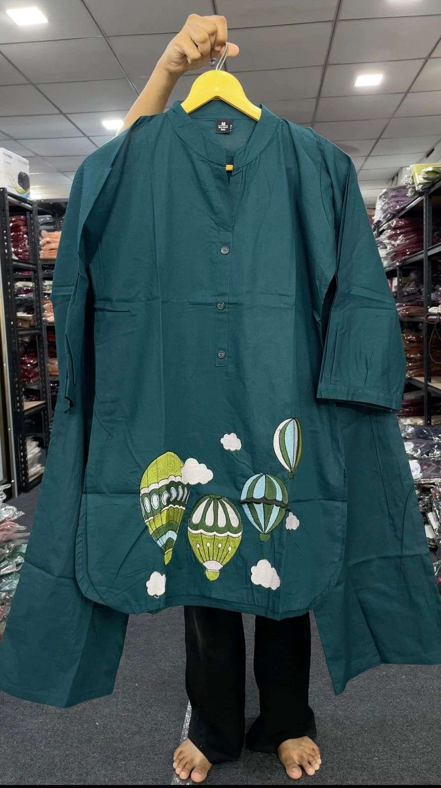 INLI HOT AI BALLOON COTTON FANCY WORKS LADIES CO-ORD SET