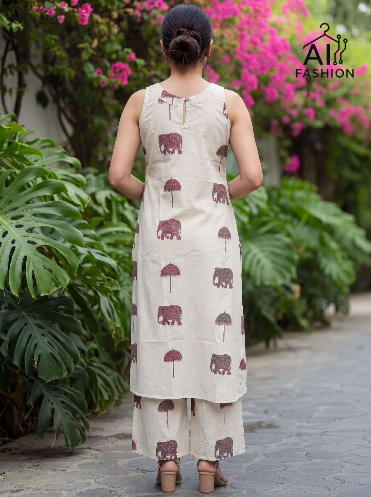 INLI SUMMER SPECIAL 2.0 COTTON PRINT LONG FLARED KURTI WITH BOTTOM PAIR 
