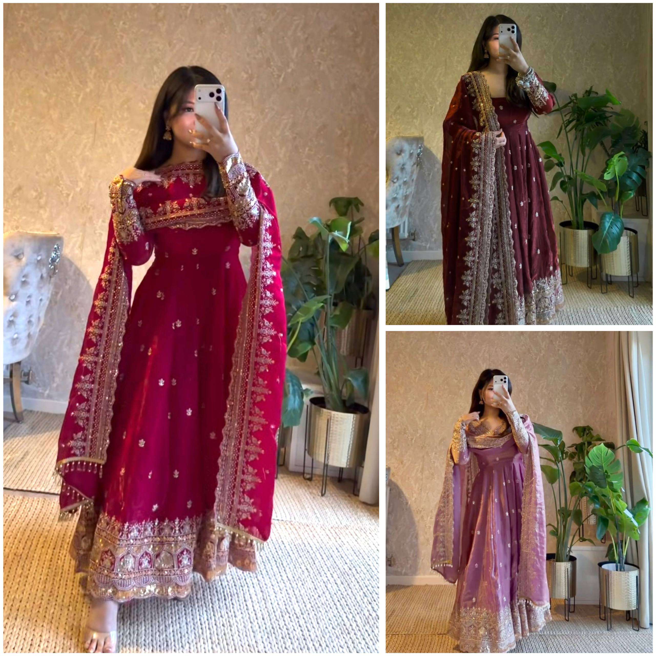 JD 639 SATIN SILK ELEGANT DESIGNER WORK PARTY WEAR ANARKALI GOWN DRESS