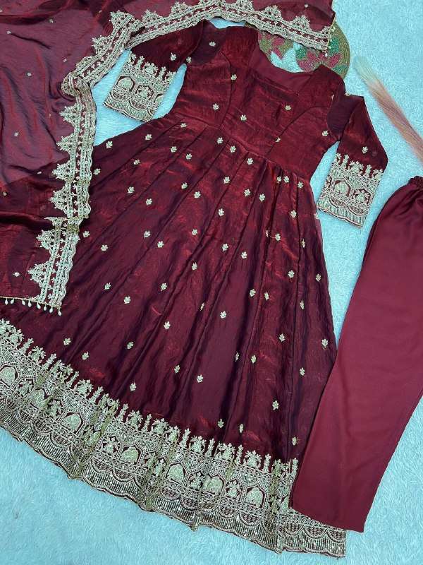 JD 639 SATIN SILK ELEGANT DESIGNER WORK PARTY WEAR ANARKALI GOWN DRESS