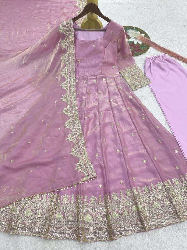 JD 639 SATIN SILK ELEGANT DESIGNER WORK PARTY WEAR ANARKALI GOWN DRESS