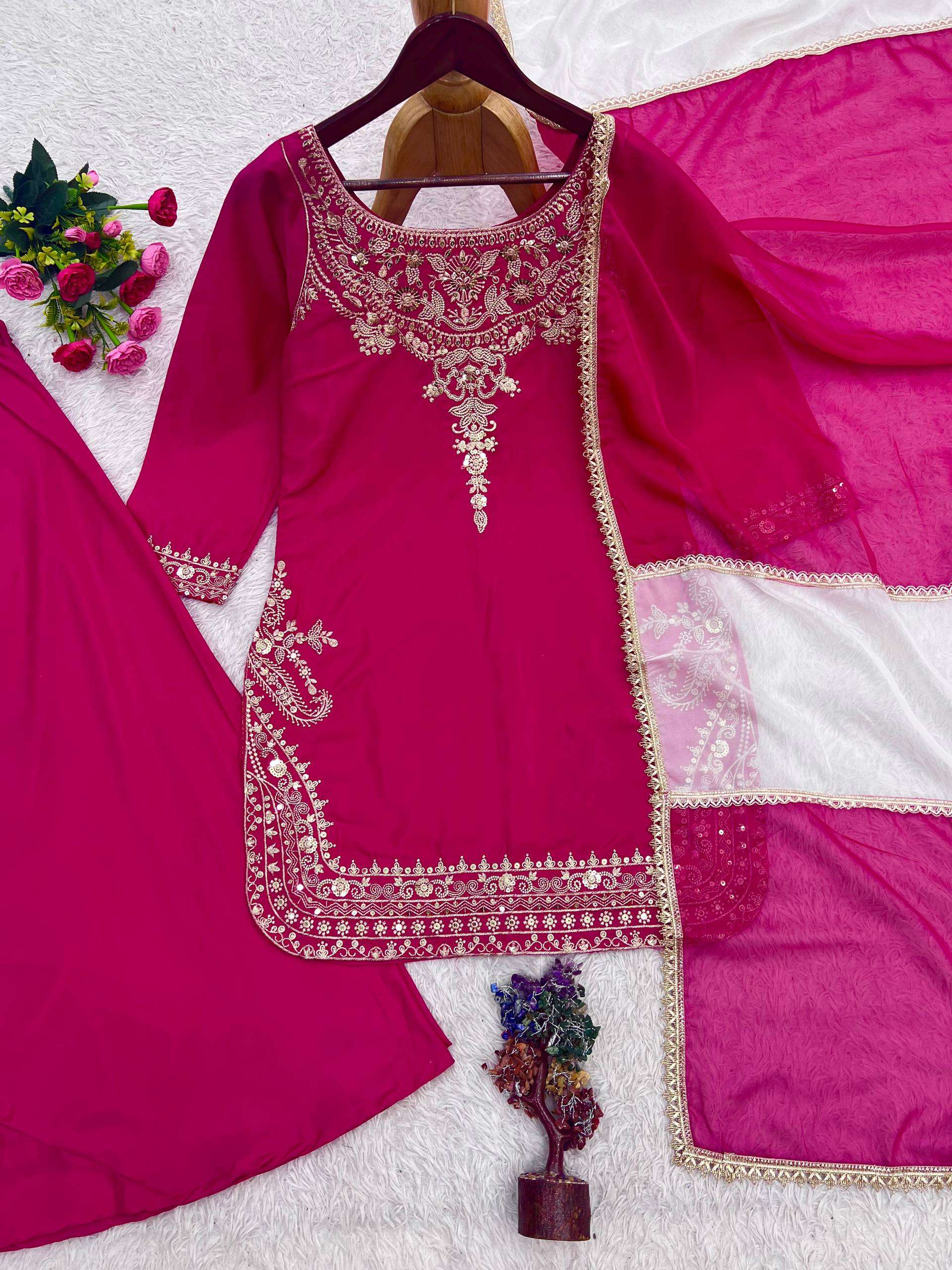 JD 646 CREPE SILK BEAUTIFUL DESIGNER LOOK PARTY WEAR LADIES SUIT