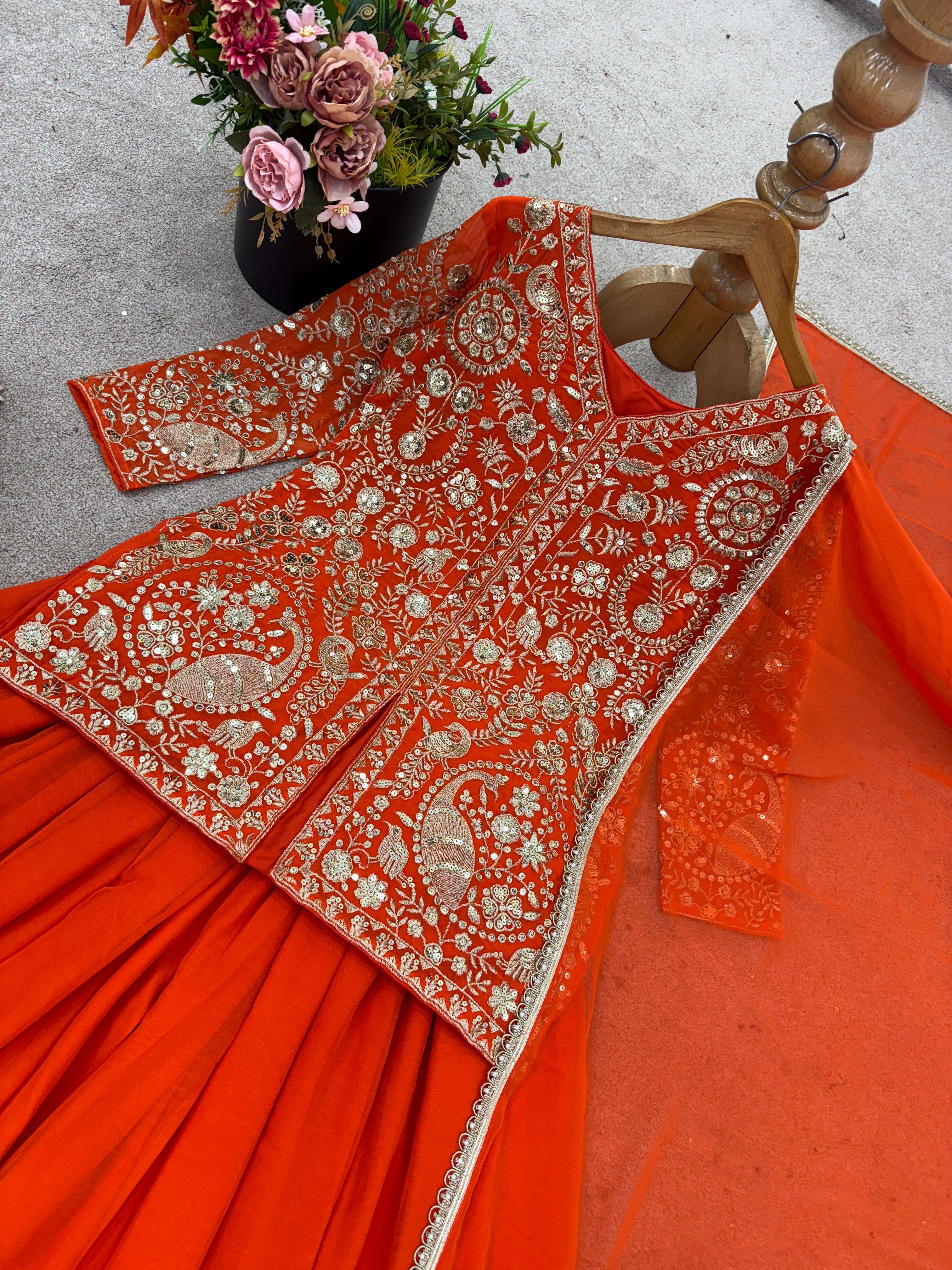 JF 013 GEORGETTE BEAUTIFUL DESIGNER WORK TOP PLAZZO AND DUPATTA 