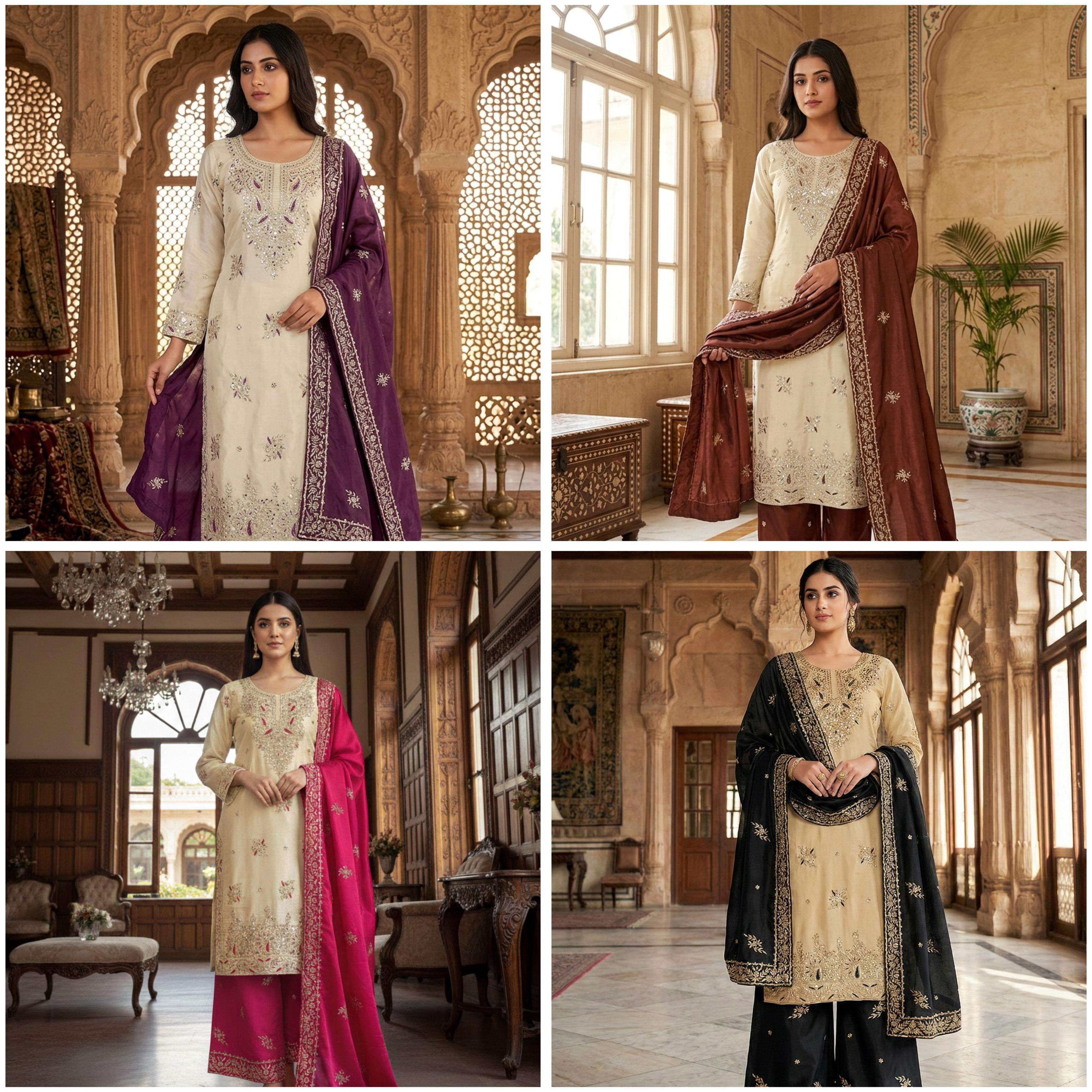 JF 039 SILK WITH HEAVY EMBROIDERY DESIGNER WORK PARTY WEAR LADIES SUIT