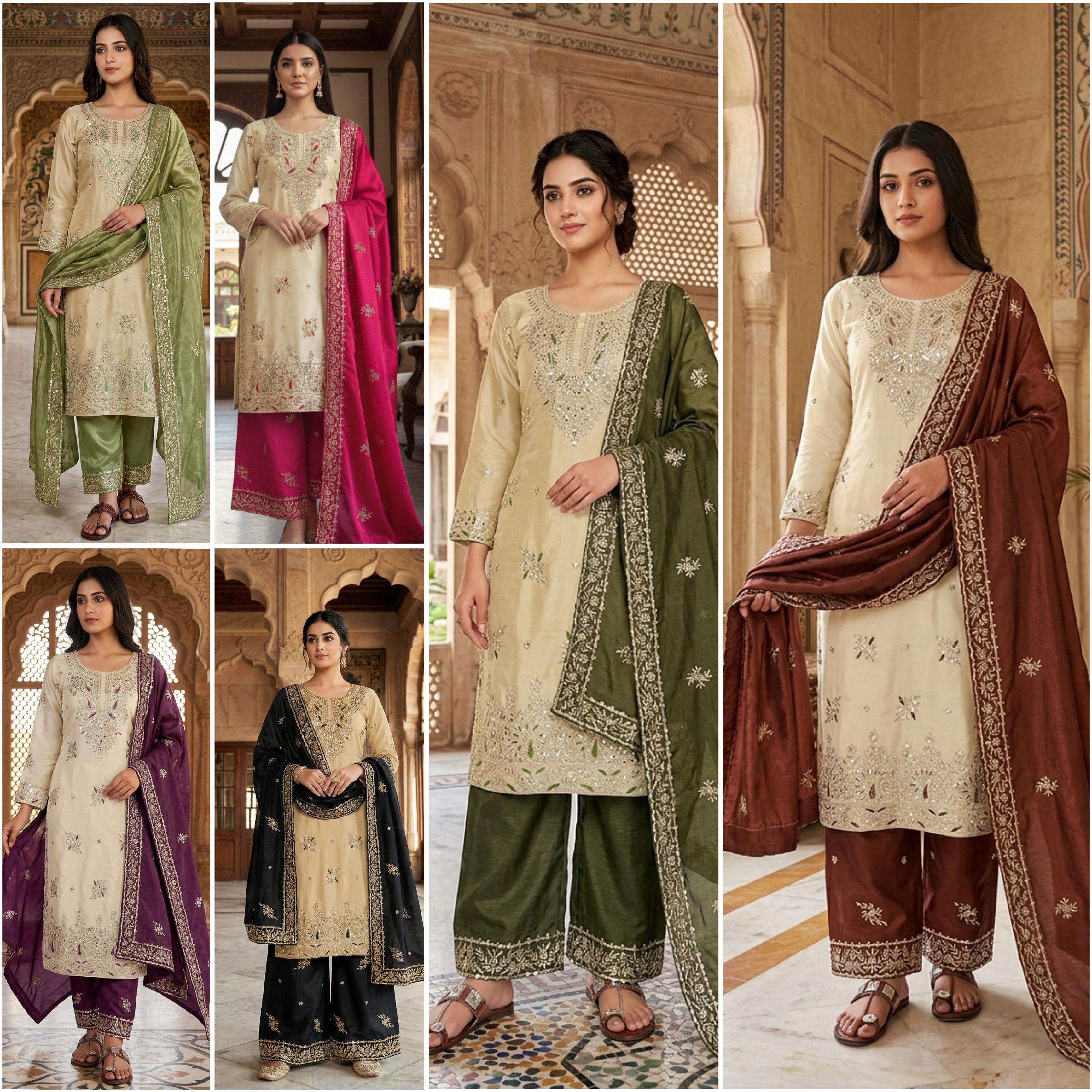 JF 039 SILK WITH HEAVY EMBROIDERY DESIGNER WORK PARTY WEAR LADIES SUIT