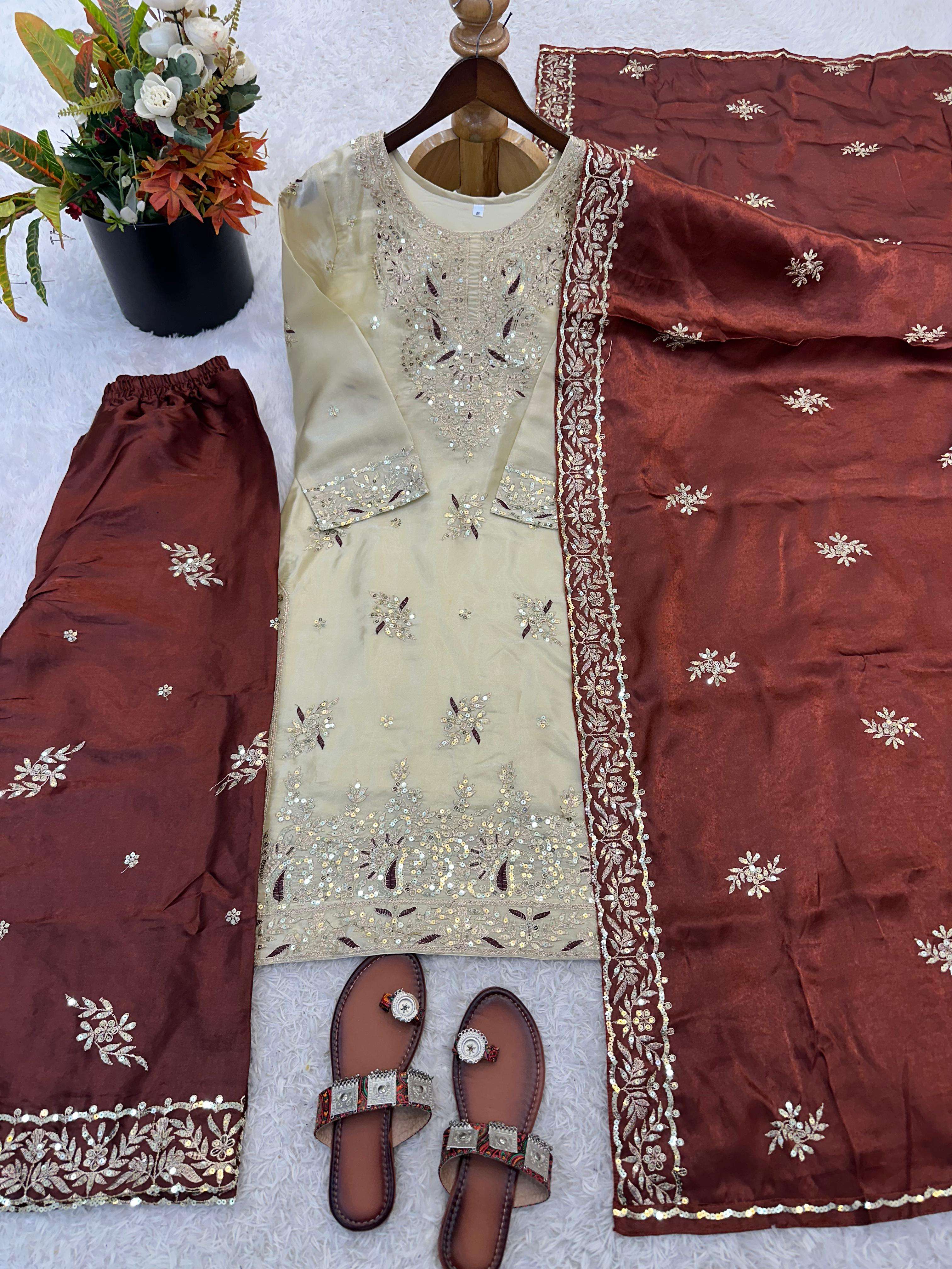 JF 039 SILK WITH HEAVY EMBROIDERY DESIGNER WORK PARTY WEAR LADIES SUIT