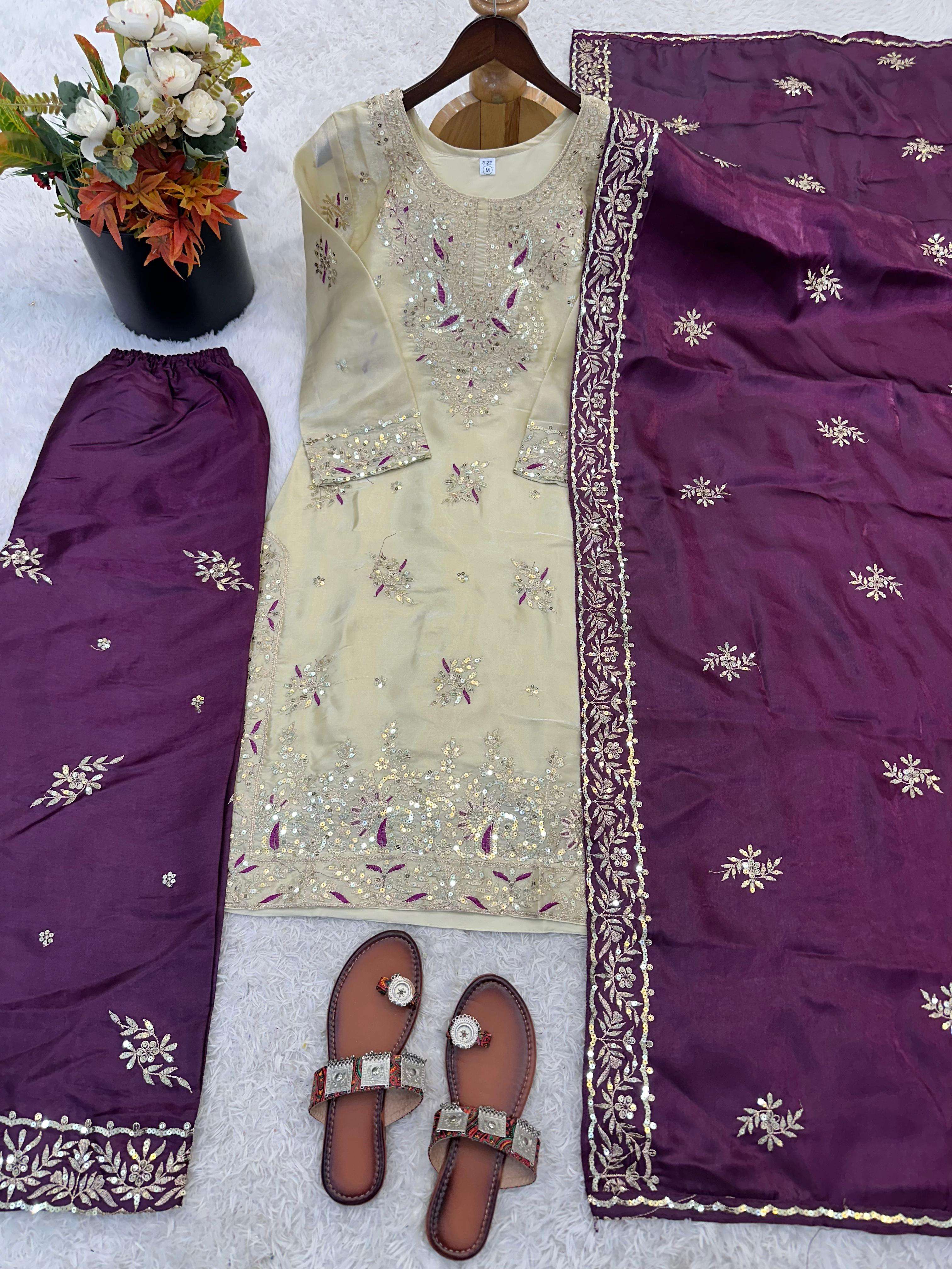 JF 039 SILK WITH HEAVY EMBROIDERY DESIGNER WORK PARTY WEAR LADIES SUIT