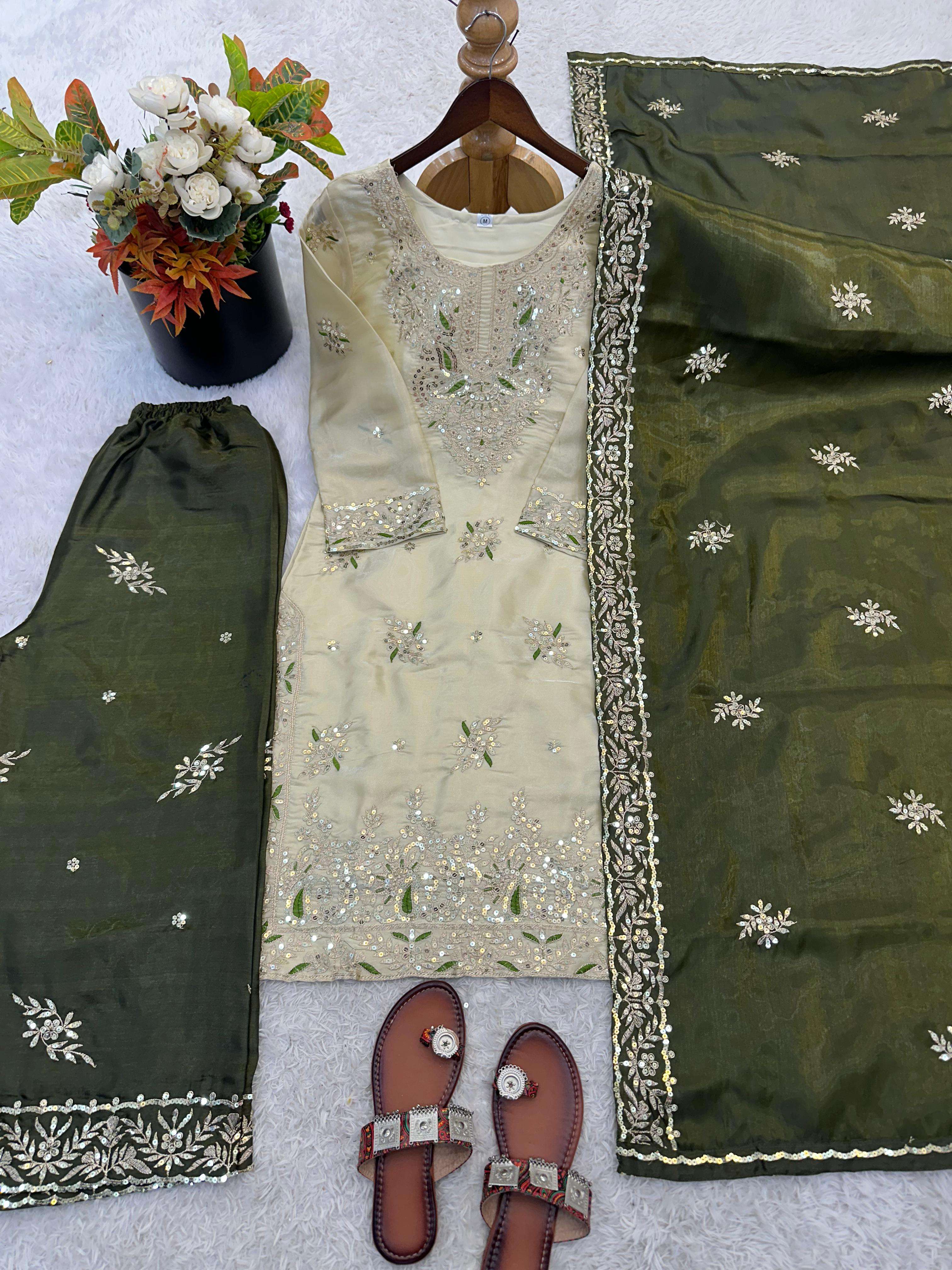 JF 039 SILK WITH HEAVY EMBROIDERY DESIGNER WORK PARTY WEAR LADIES SUIT