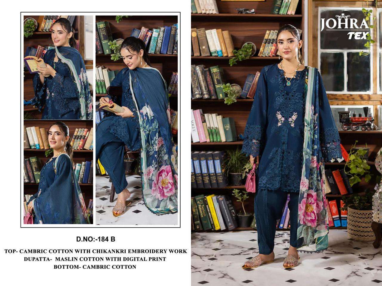 JOHRA TEX JT 184 C COTTON WITH CHIKANKRI EMBROIDERY WORK SUIT