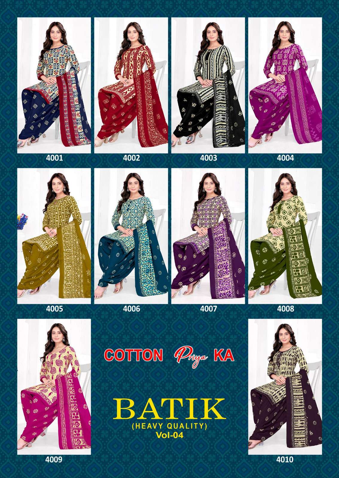 JS PRIYA BATIK VOL 4 COTTON BATIK PRINT READYMADE PATIYALA SUIT