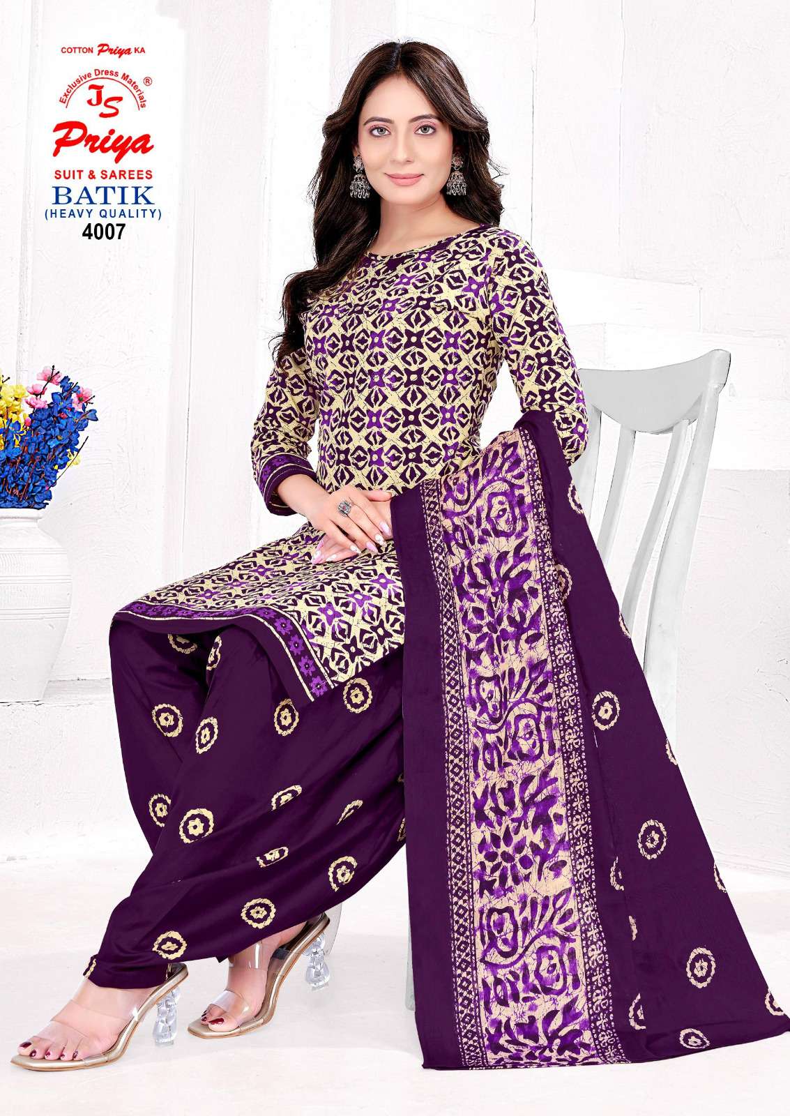 JS PRIYA BATIK VOL 4 COTTON BATIK PRINT READYMADE PATIYALA SUIT