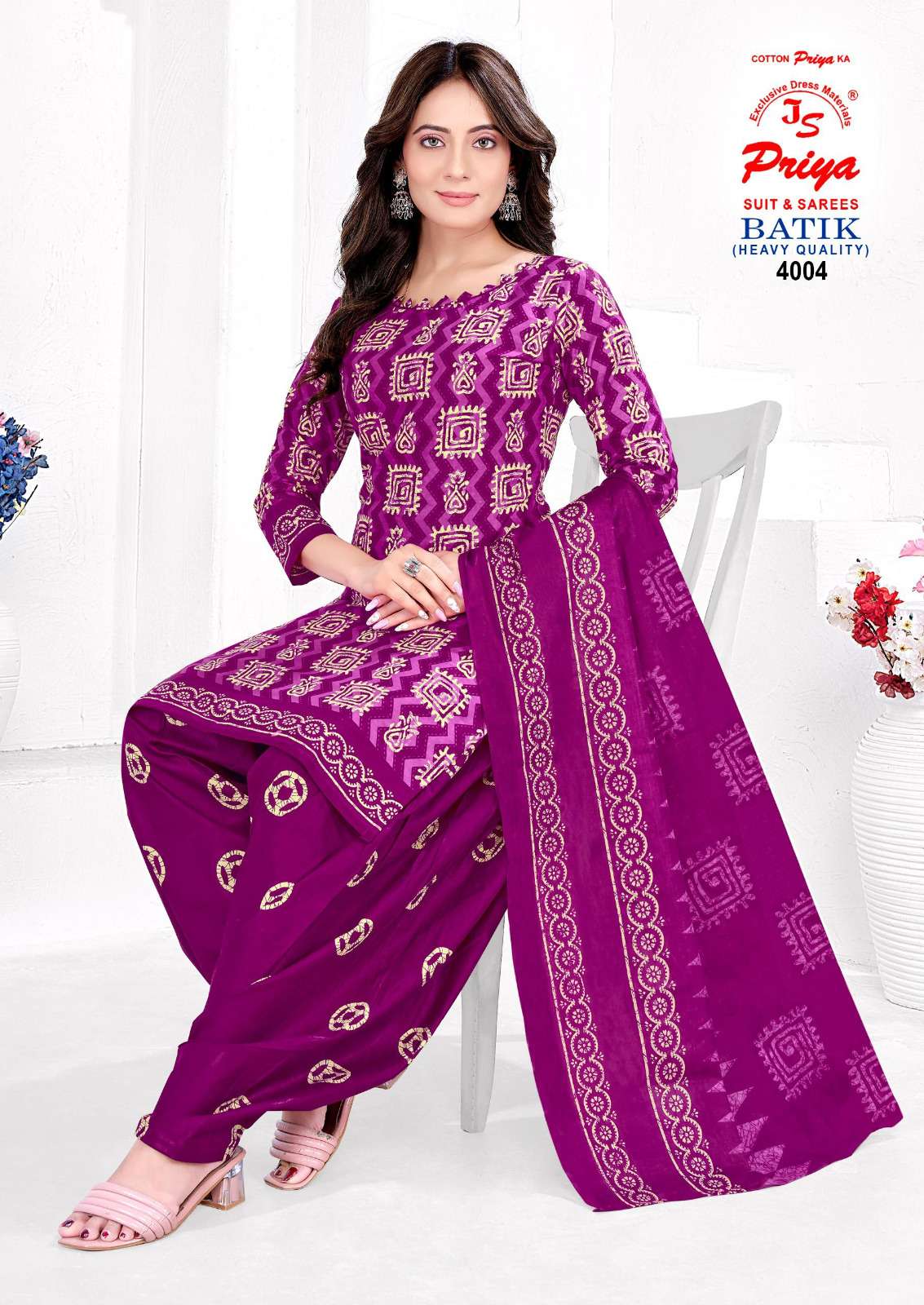 JS PRIYA BATIK VOL 4 COTTON BATIK PRINT READYMADE PATIYALA SUIT