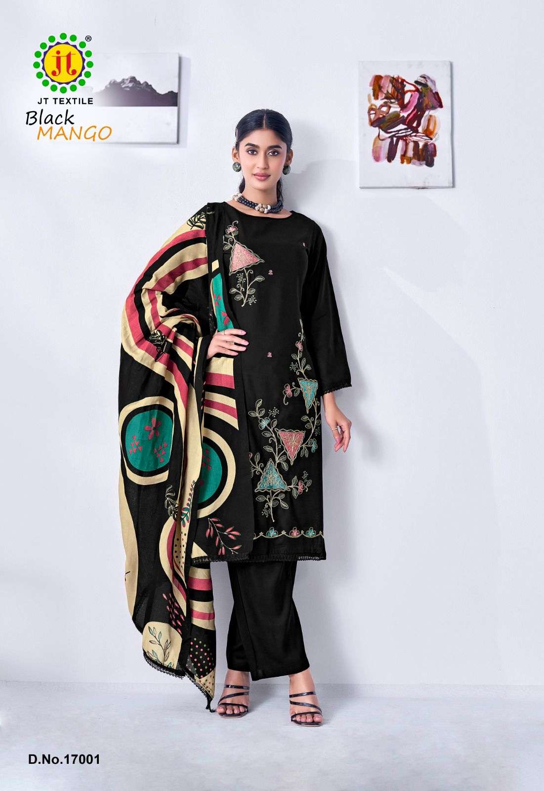 JT BLACK MANGO VOL 17 RAYON FANCY EMBROIDERY WORK SALWAR SUIT