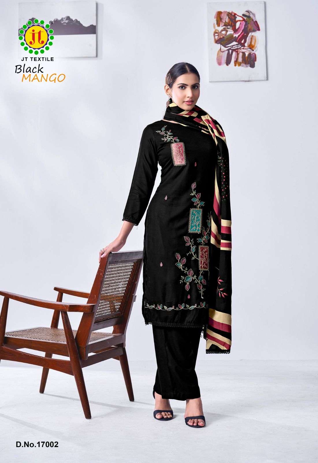 JT BLACK MANGO VOL 17 RAYON FANCY EMBROIDERY WORK SALWAR SUIT