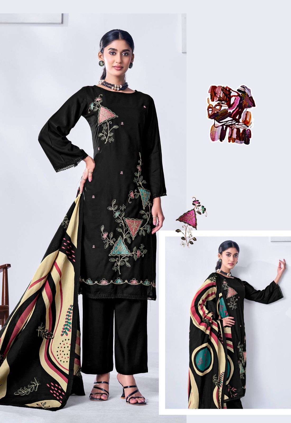 JT BLACK MANGO VOL 17 RAYON FANCY EMBROIDERY WORK SALWAR SUIT