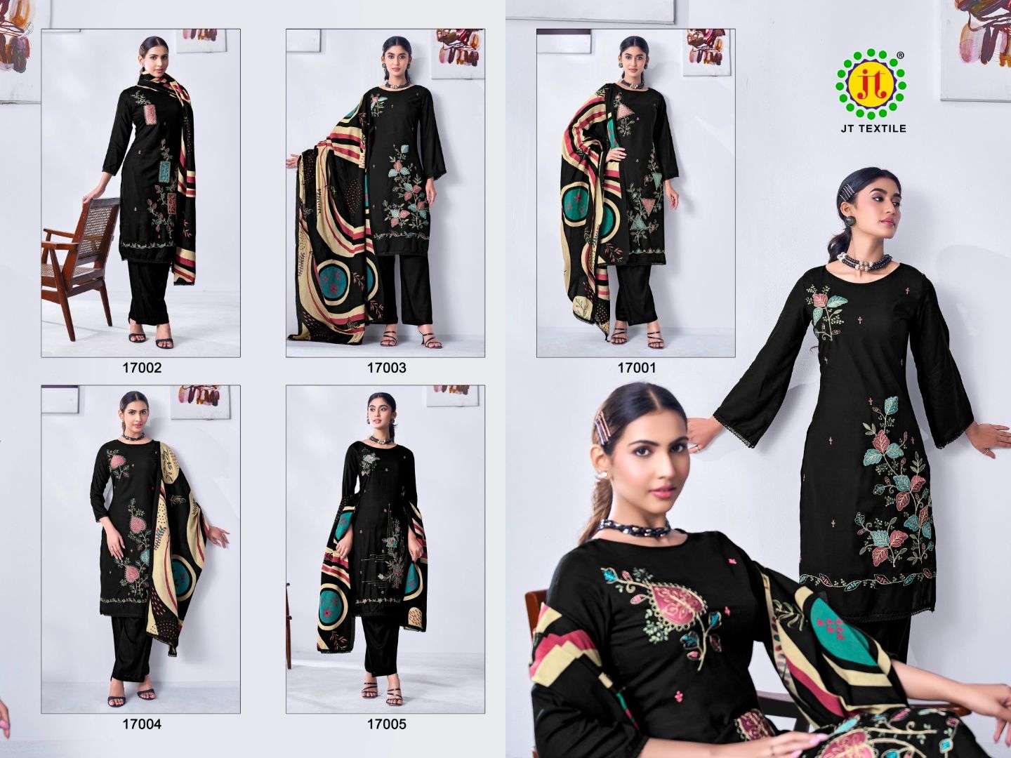 JT BLACK MANGO VOL 17 RAYON FANCY EMBROIDERY WORK SALWAR SUIT
