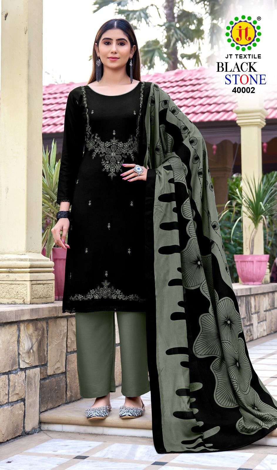 JT BLACK STONE VOL 40 RAYON FANCY WORK LADIES SALWAR SUIT