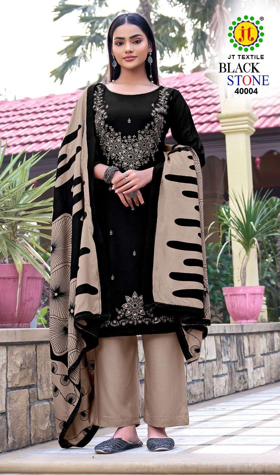 JT BLACK STONE VOL 40 RAYON FANCY WORK LADIES SALWAR SUIT