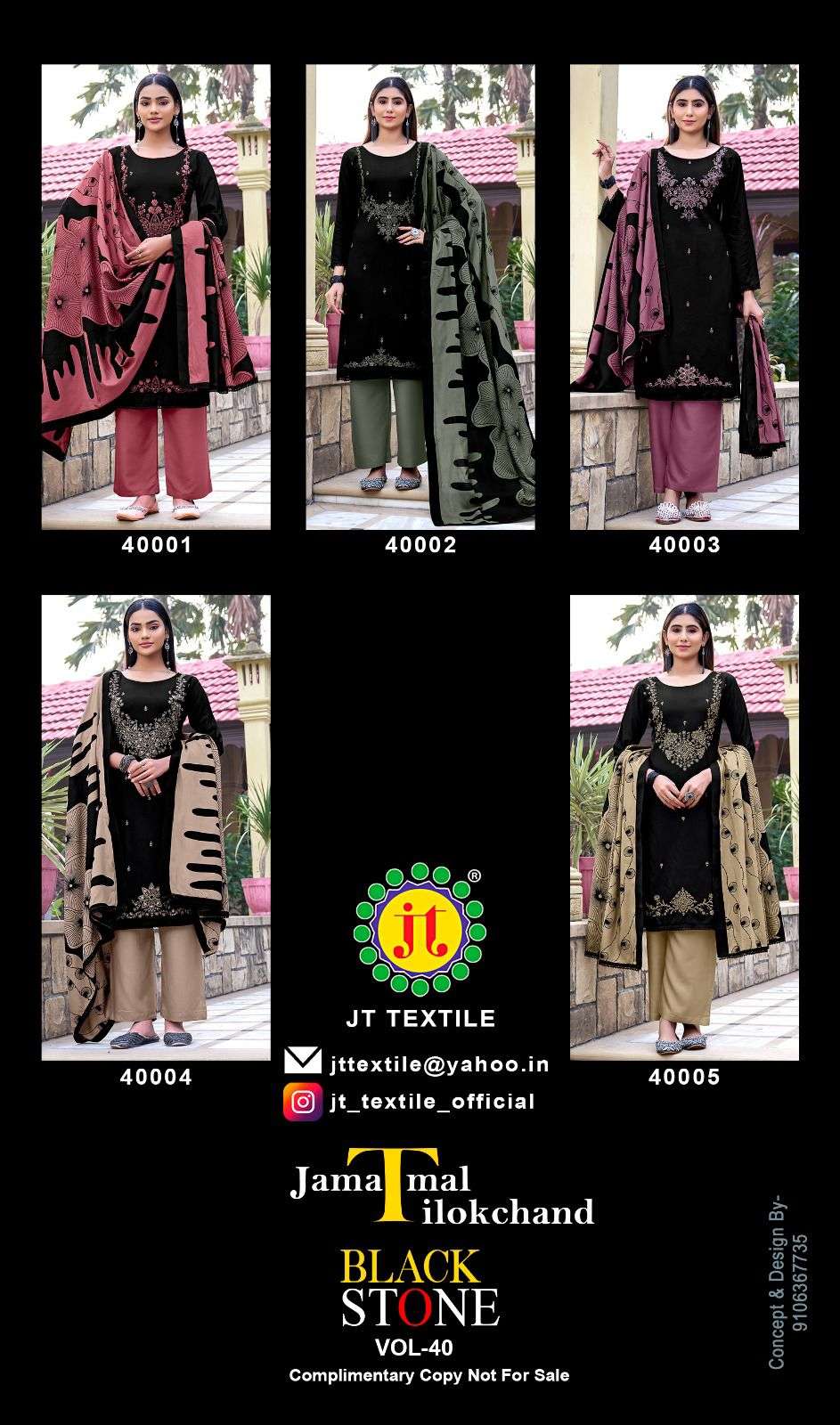 JT BLACK STONE VOL 40 RAYON FANCY WORK LADIES SALWAR SUIT