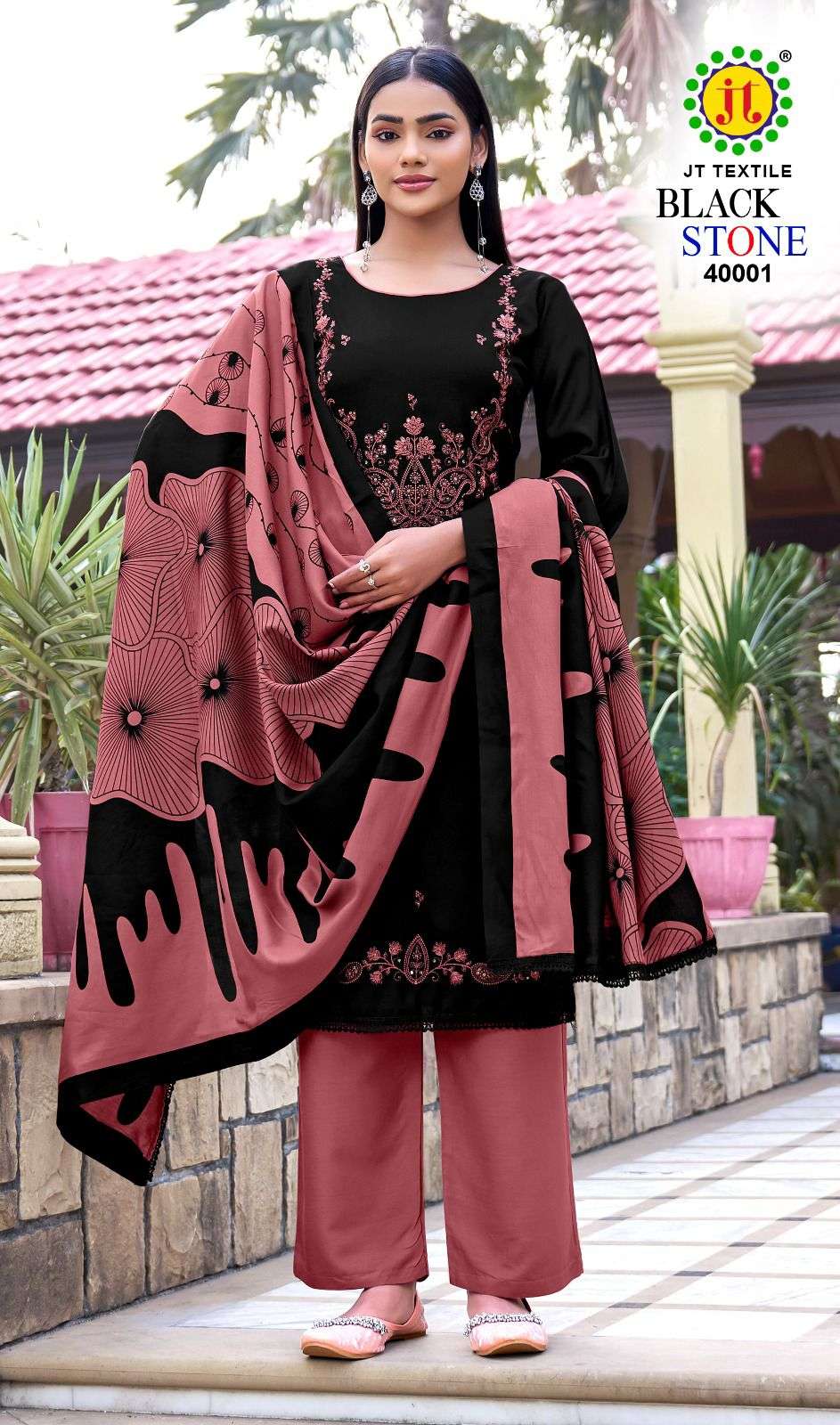 JT BLACK STONE VOL 40 RAYON FANCY WORK LADIES SALWAR SUIT