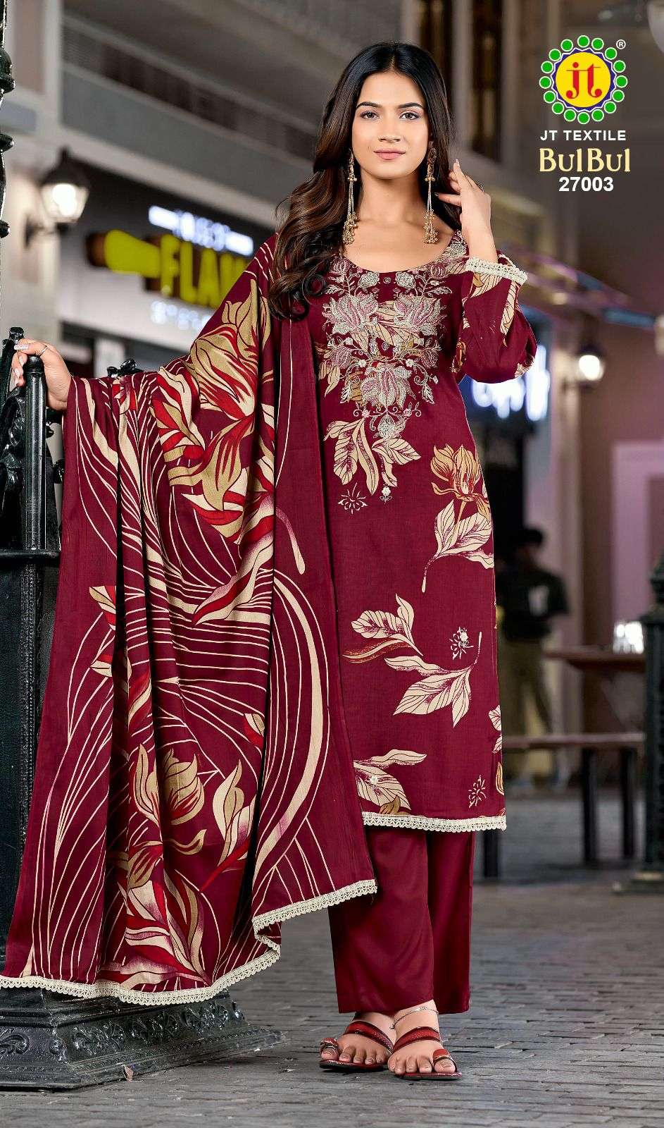JT BULBUL VOL 27 RAYON FANCY WORKS LADIES SUIT