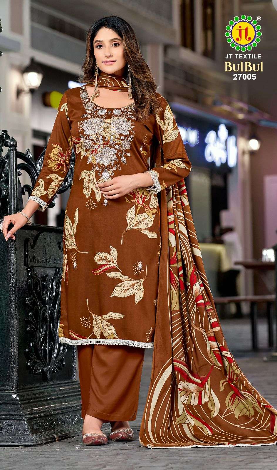 JT BULBUL VOL 27 RAYON FANCY WORKS LADIES SUIT