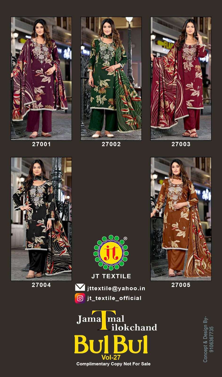 JT BULBUL VOL 27 RAYON FANCY WORKS LADIES SUIT