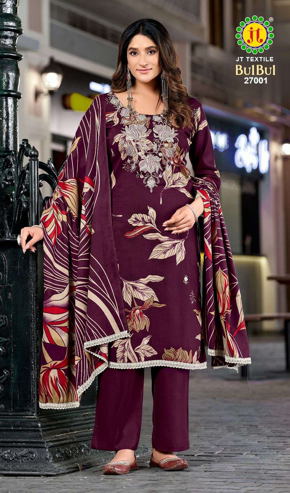 JT BULBUL VOL 27 RAYON FANCY WORKS LADIES SUIT
