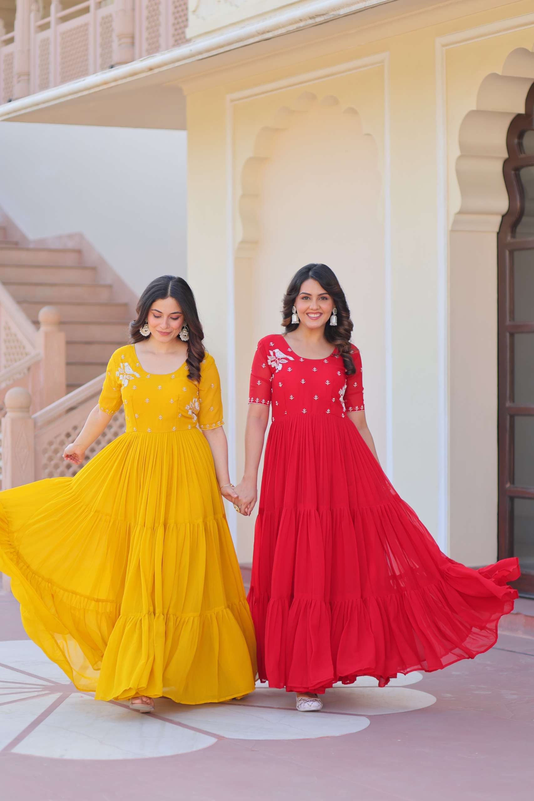 KA 1173 GEORGETTE EMBROIDERY DESIGNER WORK READY MADE GOWN