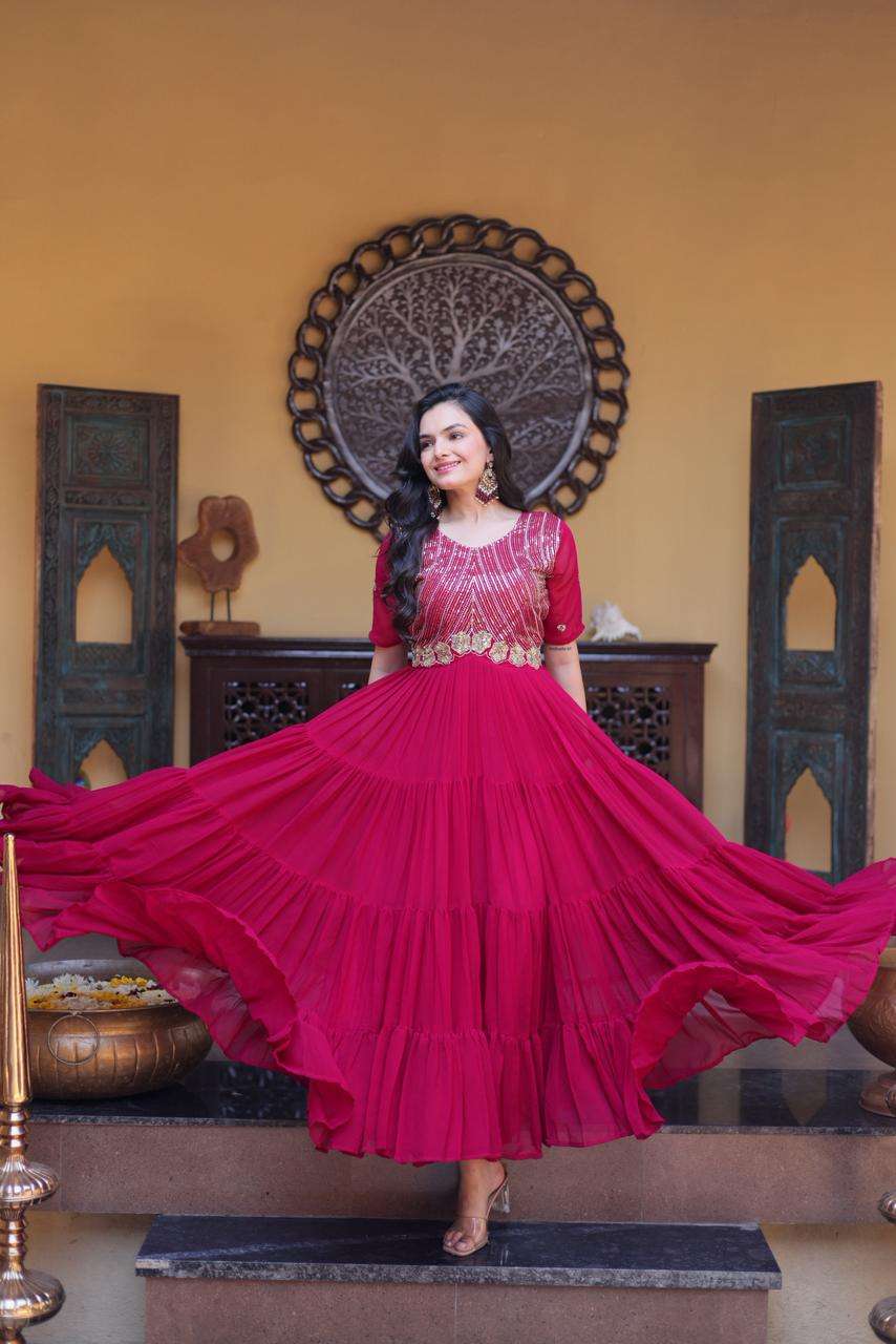 KA 1255 GEORGETTE DESIGNER READY MADE PARTY WEAR GOWN