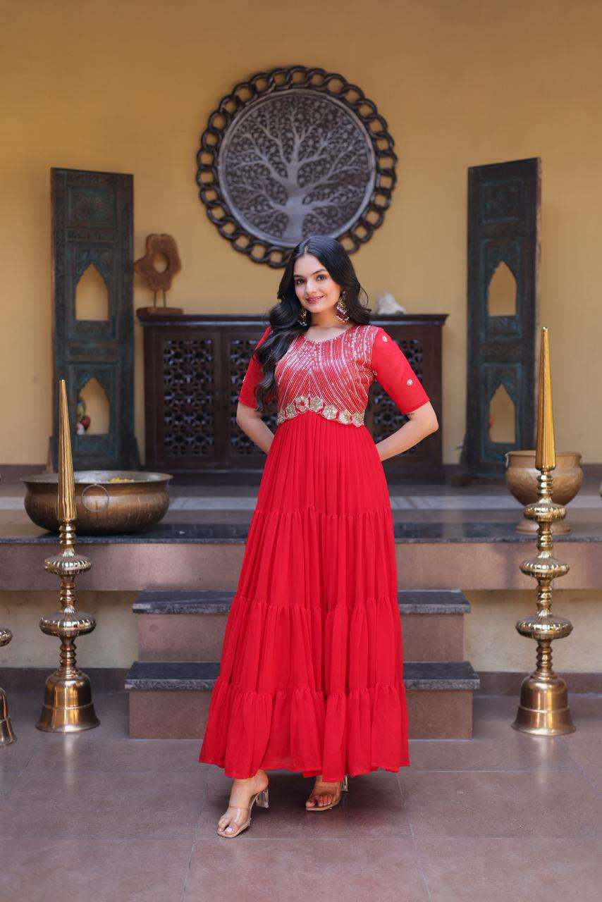 KA 1255 GEORGETTE DESIGNER READY MADE PARTY WEAR GOWN