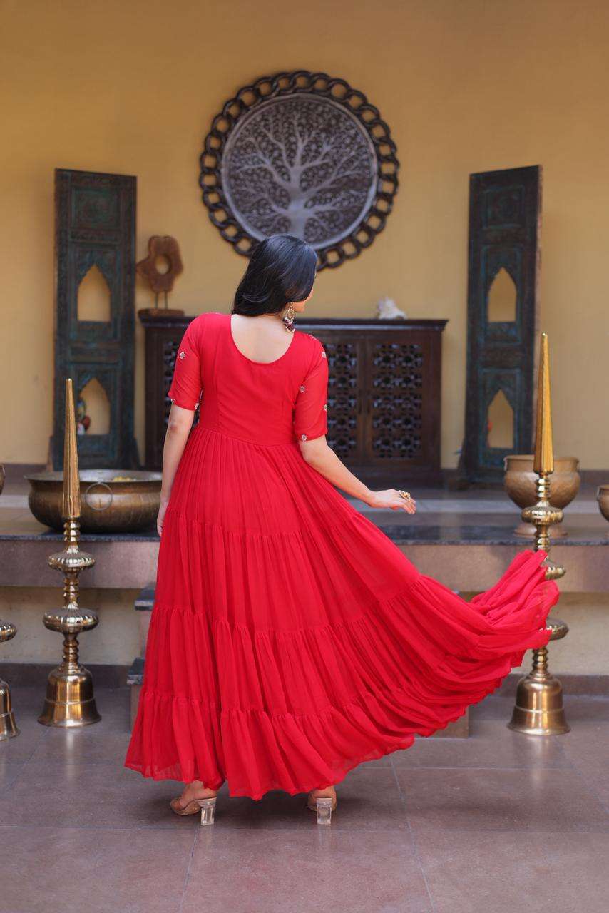 KA 1255 GEORGETTE DESIGNER READY MADE PARTY WEAR GOWN