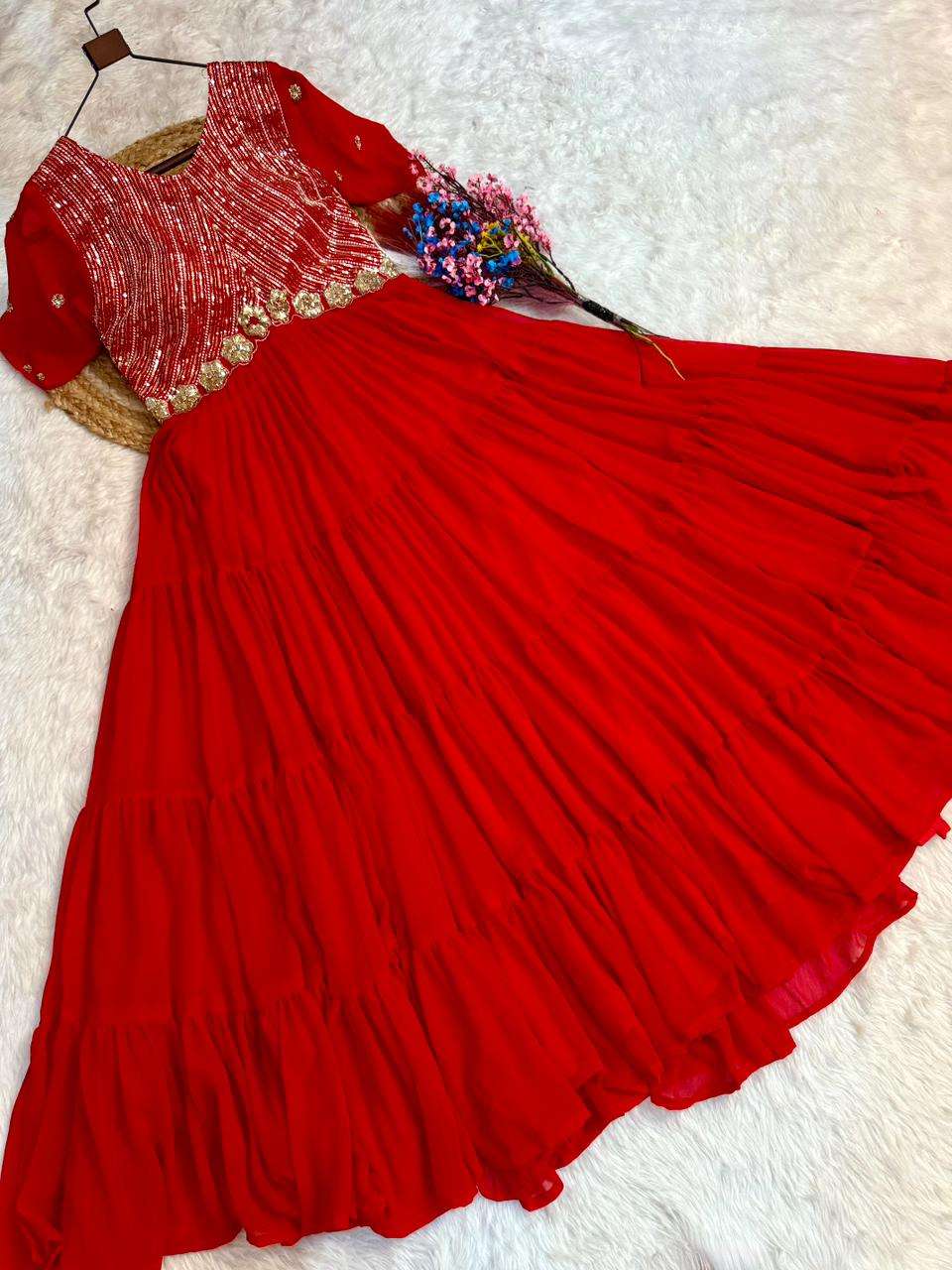 KA 1255 GEORGETTE DESIGNER READY MADE PARTY WEAR GOWN
