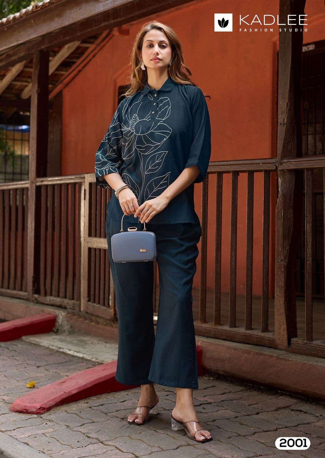 KADLEE GOLDEN LADY VISCOSE FANCY WORKS LADIES TOP WITH BOTTOM PAIR 
