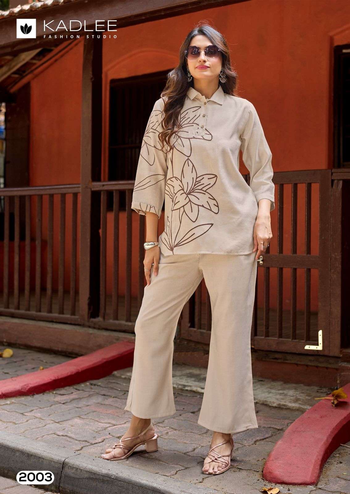 KADLEE GOLDEN LADY VISCOSE FANCY WORKS LADIES TOP WITH BOTTOM PAIR 