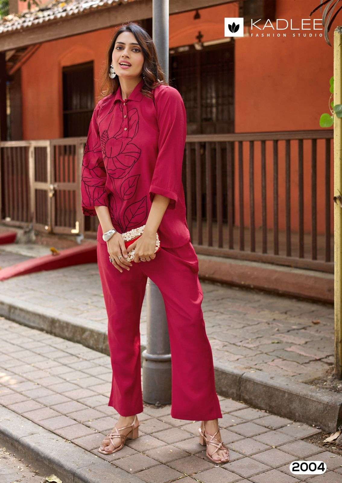 KADLEE GOLDEN LADY VISCOSE FANCY WORKS LADIES TOP WITH BOTTOM PAIR 
