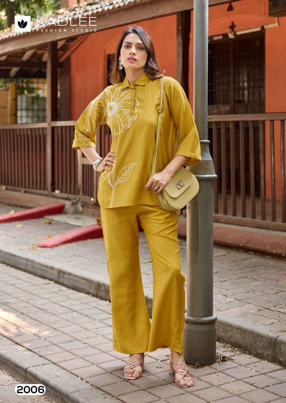 KADLEE GOLDEN LADY VISCOSE FANCY WORKS LADIES TOP WITH BOTTOM PAIR 