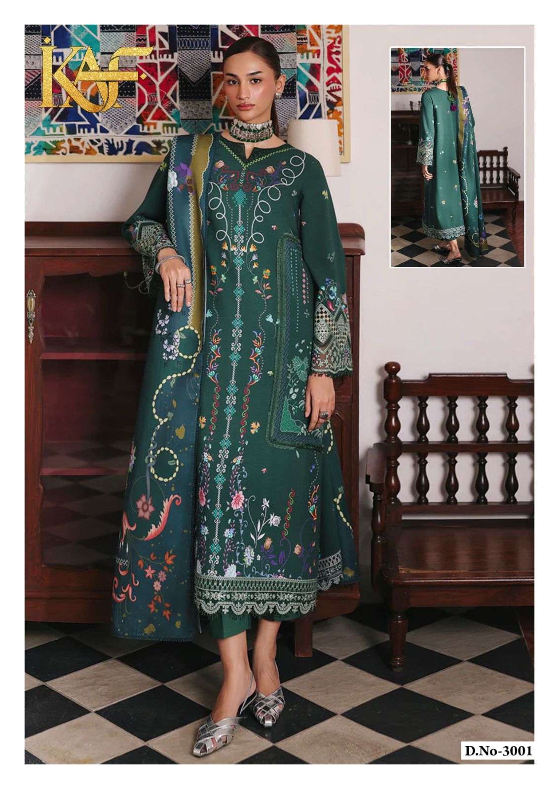 KAF FABRIC EVAYRA GULAAL LUXURY LAWN COLLECTION VOL 3 DIGITAL PRINT COTTON SALWAR SUIT