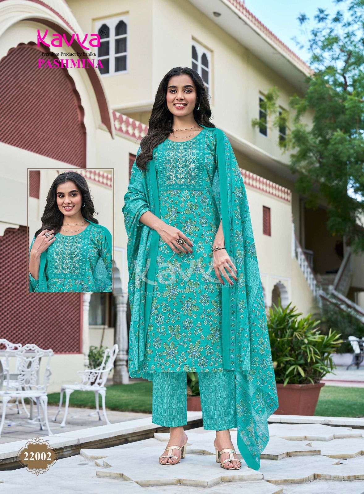 KAVYA PASHMINA VOL 22 COTTON PRINT LADIES KURTI BOTTOM AND DUPATTA SET 
