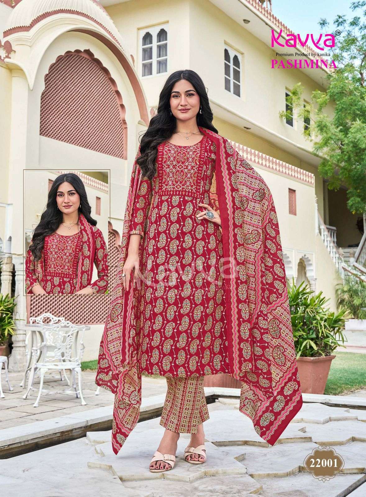 KAVYA PASHMINA VOL 22 COTTON PRINT LADIES KURTI BOTTOM AND DUPATTA SET 
