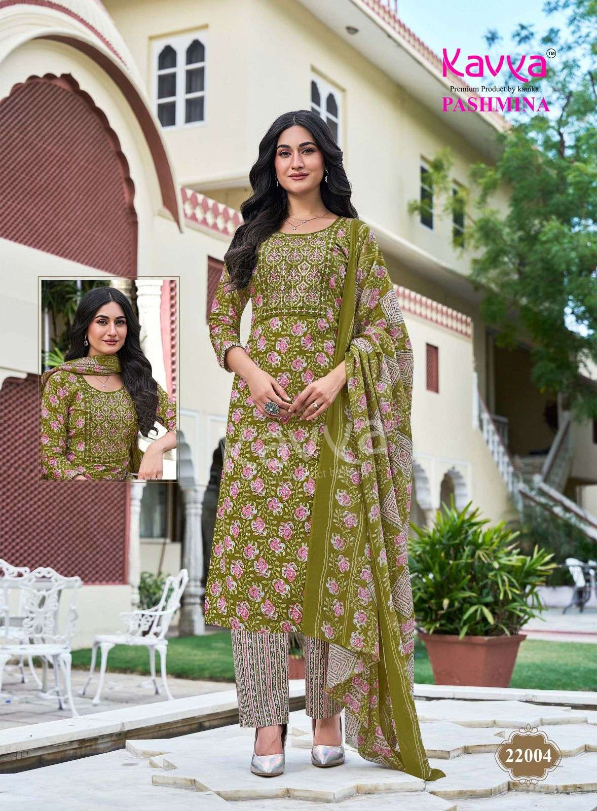 KAVYA PASHMINA VOL 22 COTTON PRINT LADIES KURTI BOTTOM AND DUPATTA SET 