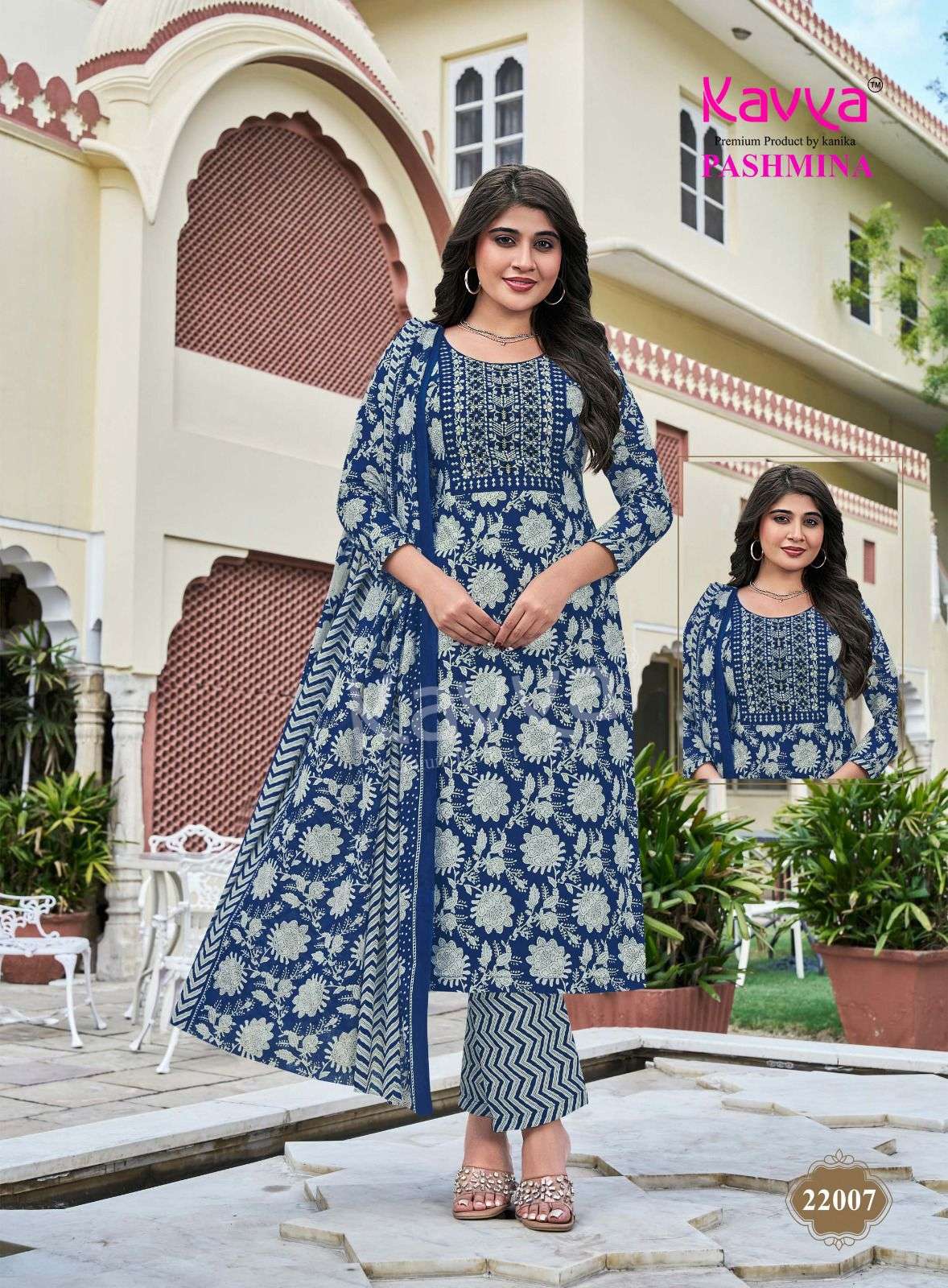 KAVYA PASHMINA VOL 22 COTTON PRINT LADIES KURTI BOTTOM AND DUPATTA SET 