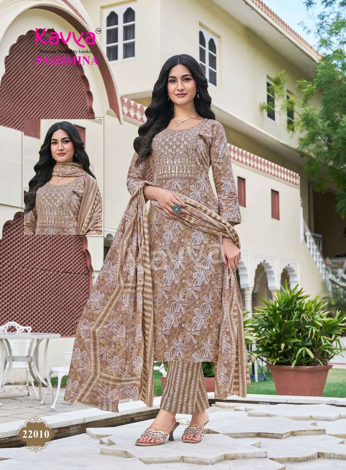 KAVYA PASHMINA VOL 22 COTTON PRINT LADIES KURTI BOTTOM AND DUPATTA SET 