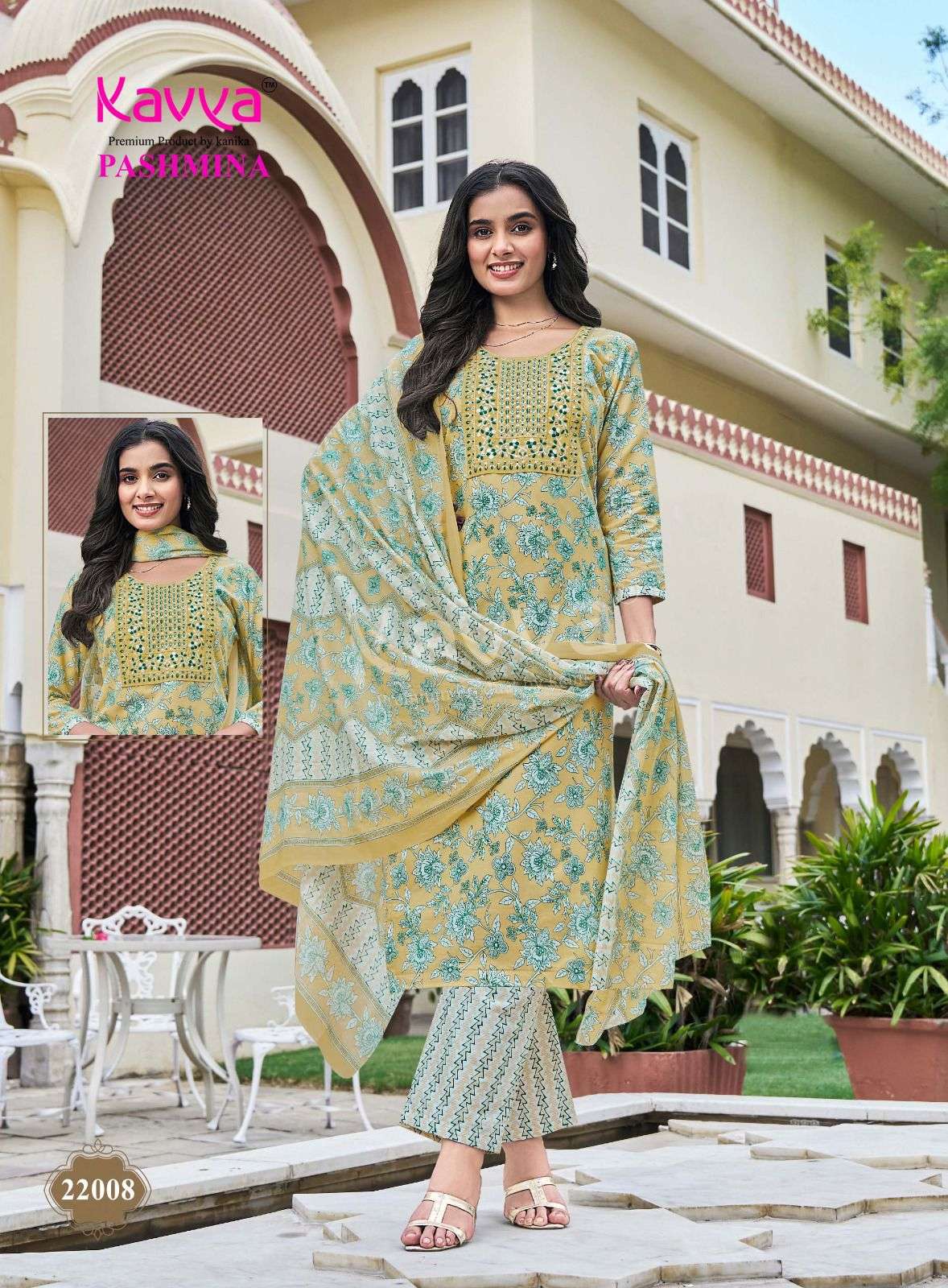 KAVYA PASHMINA VOL 22 COTTON PRINT LADIES KURTI BOTTOM AND DUPATTA SET 