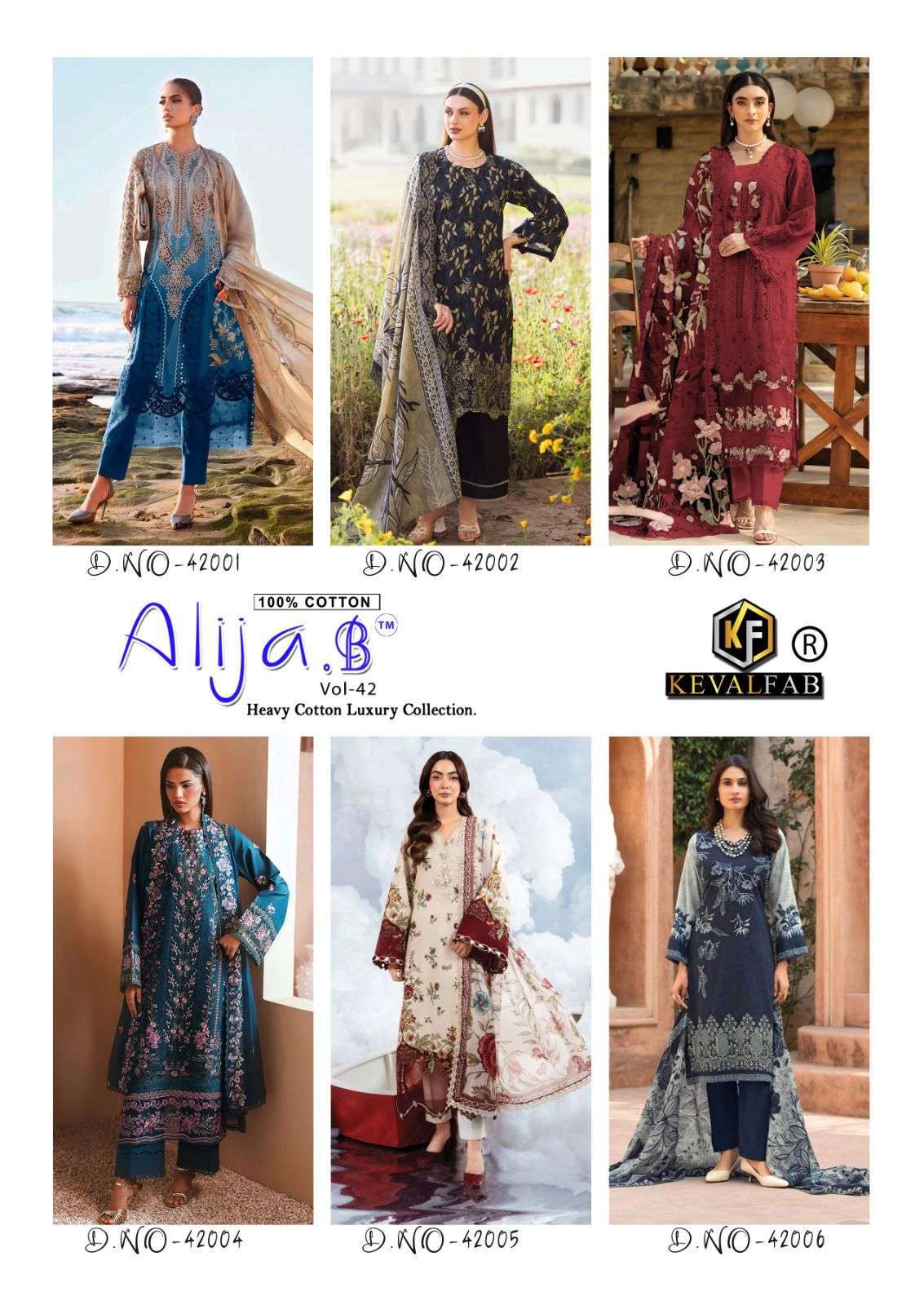 KEVAL FAB ALIJA B VOL 42 LAWN COTTON DIGITAL PRINTS SALWAR SUIT
