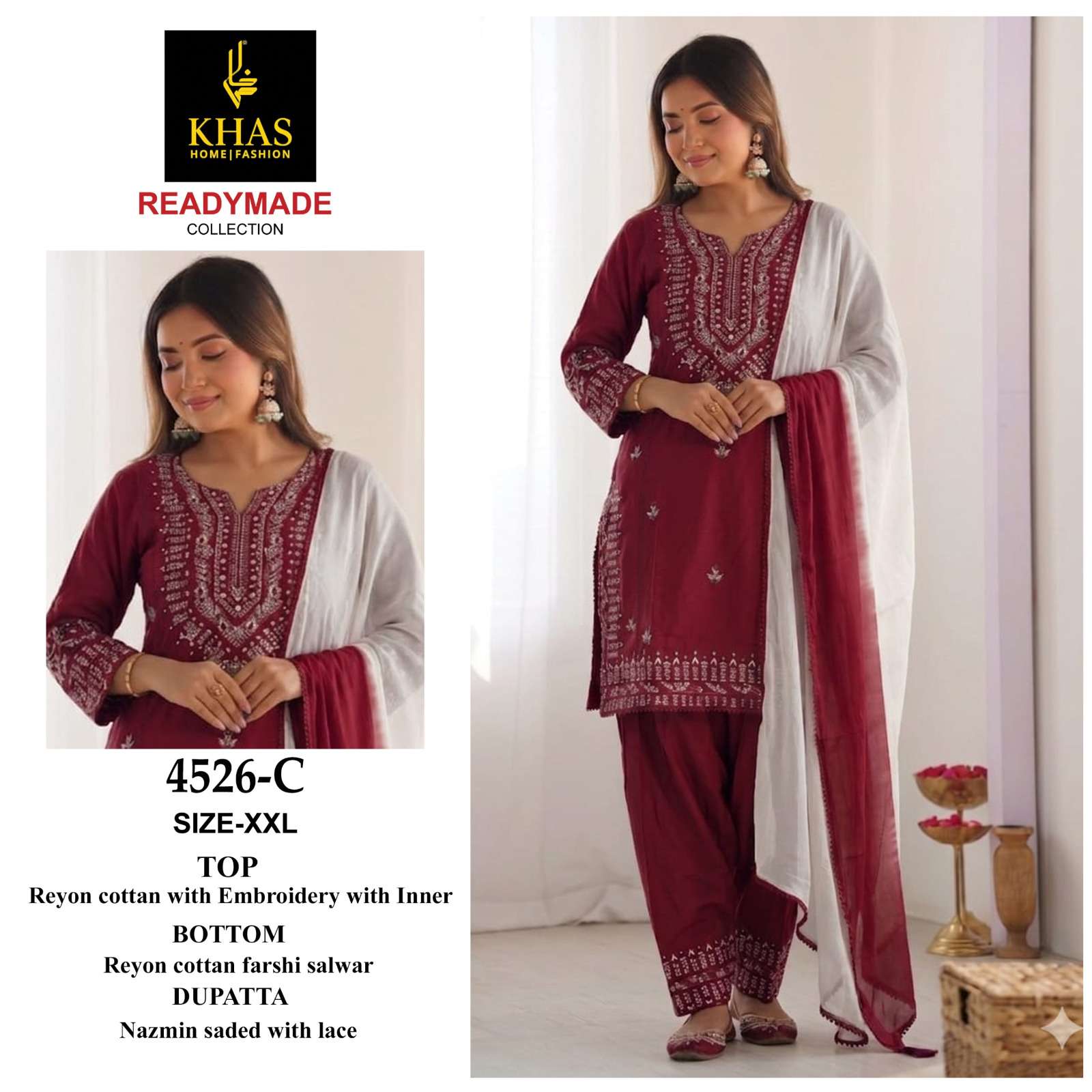 KHAS FASHION D NO 4526 HEAVY EMBROIDERY DESIGNER READY MADE PAKISTANI SUIT